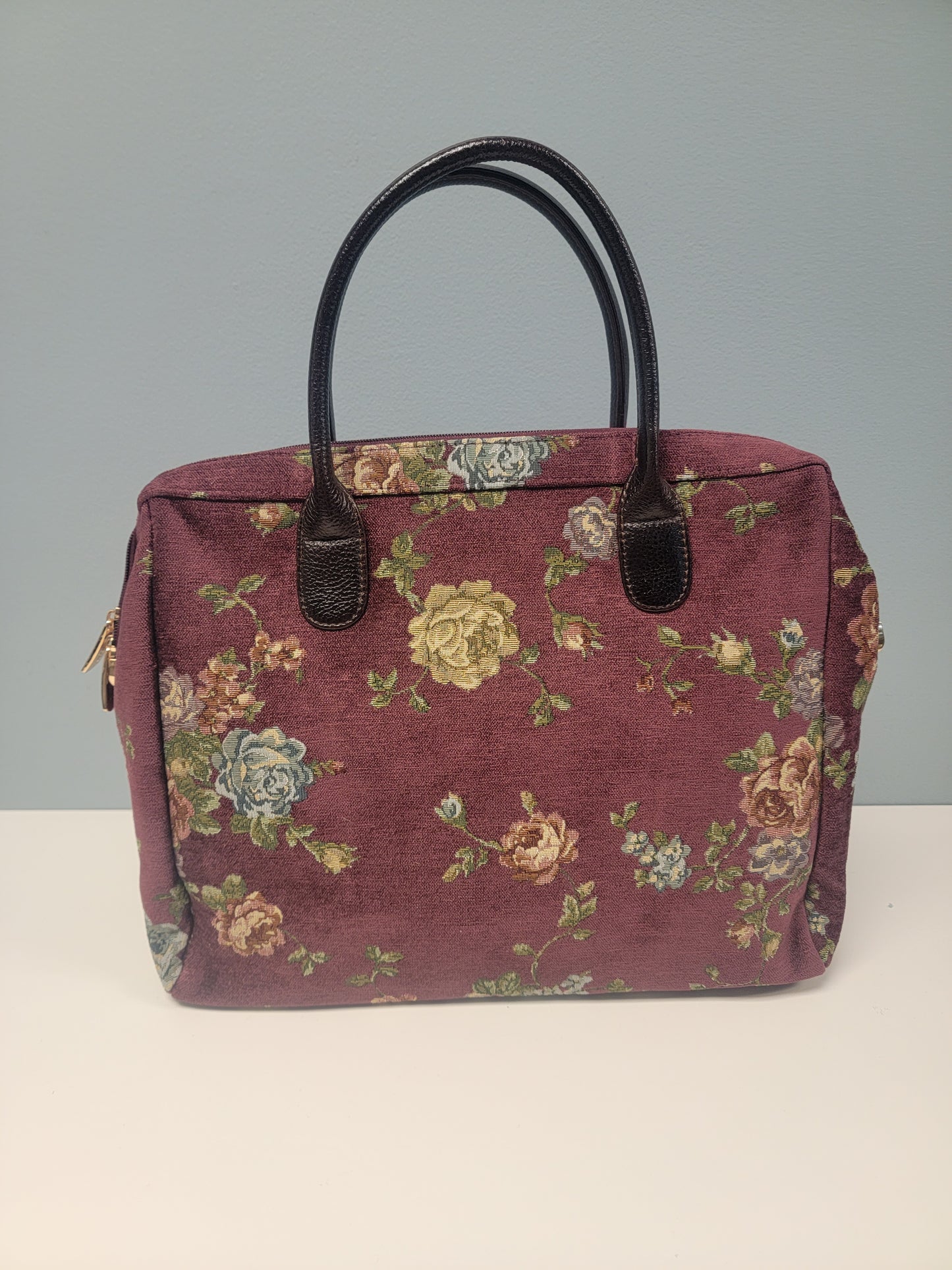 Cranberry Floral Tapestry Bag