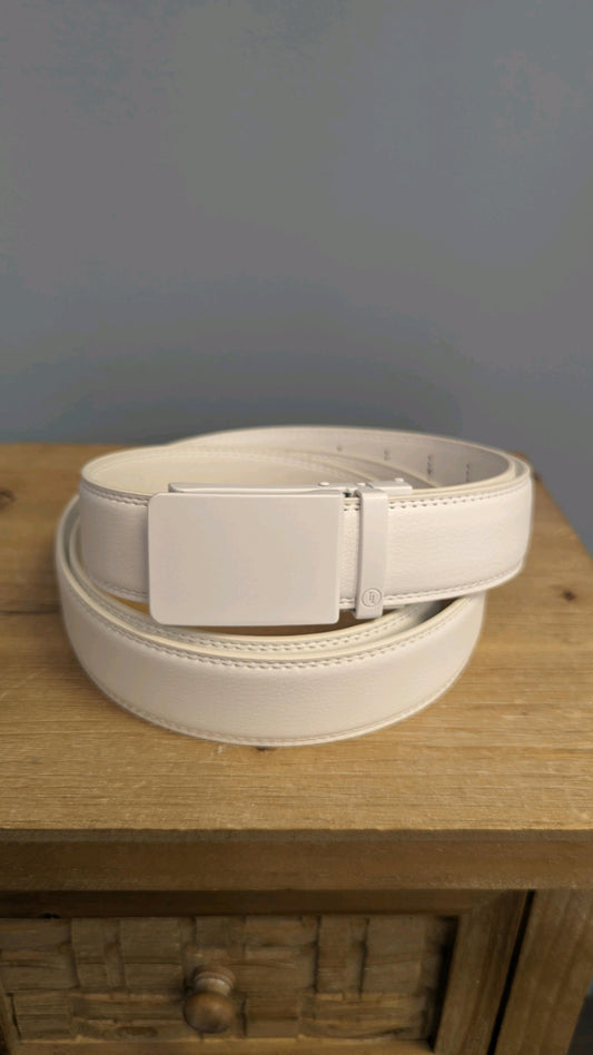 Ratchet belt-White Solid Buckle