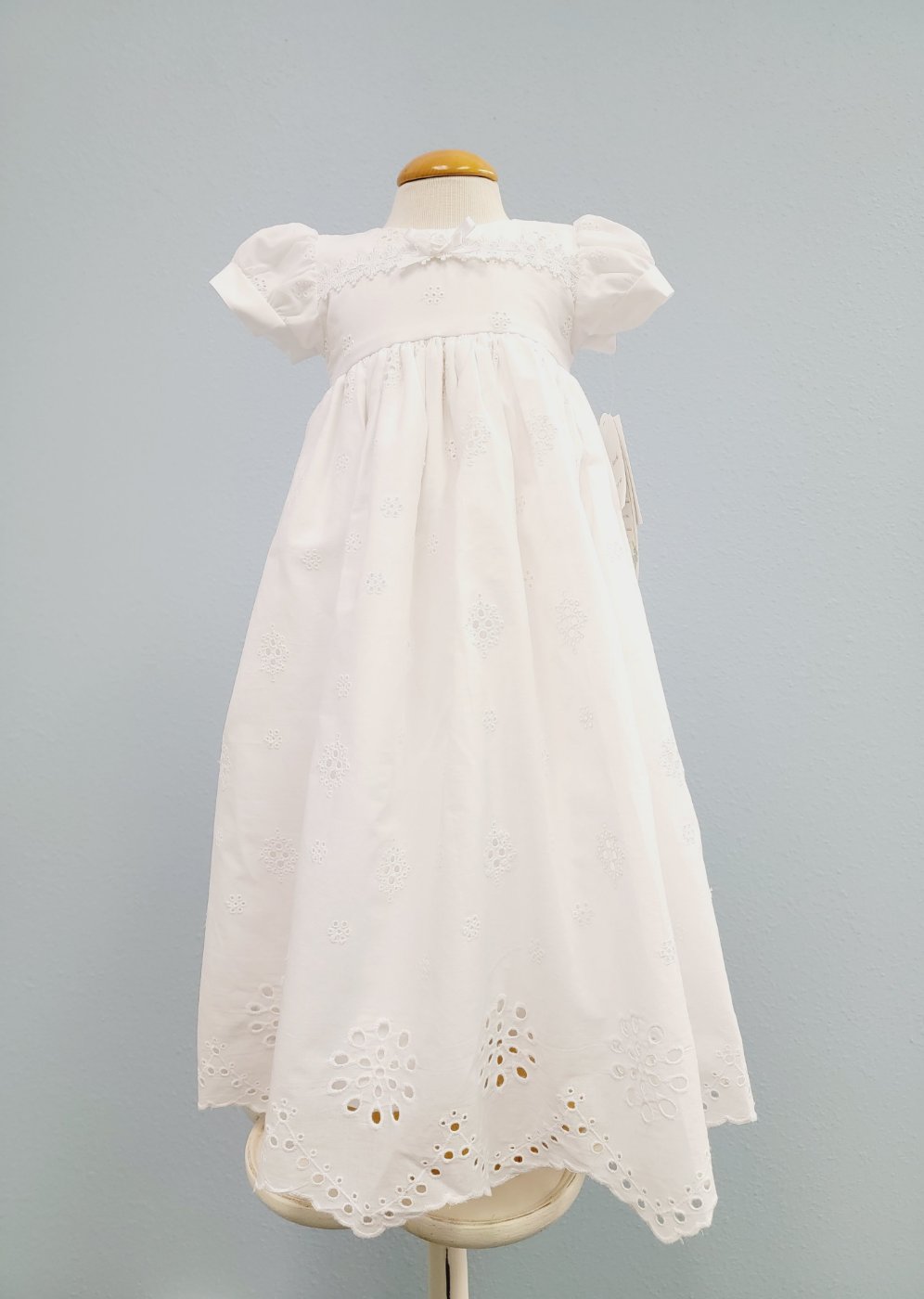 white dress christening Brooke LDS Blessing Dress