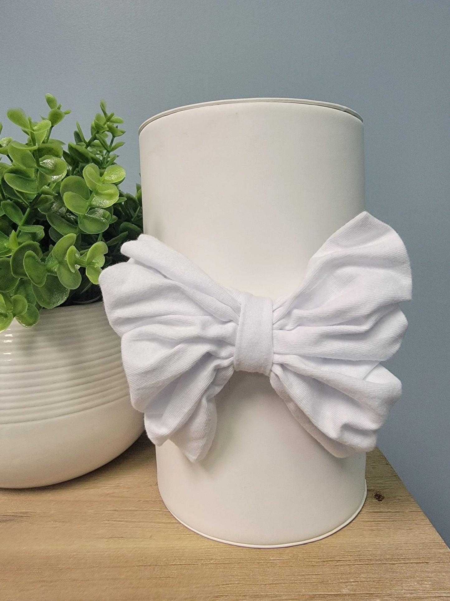 White Fabric Headband with Bow