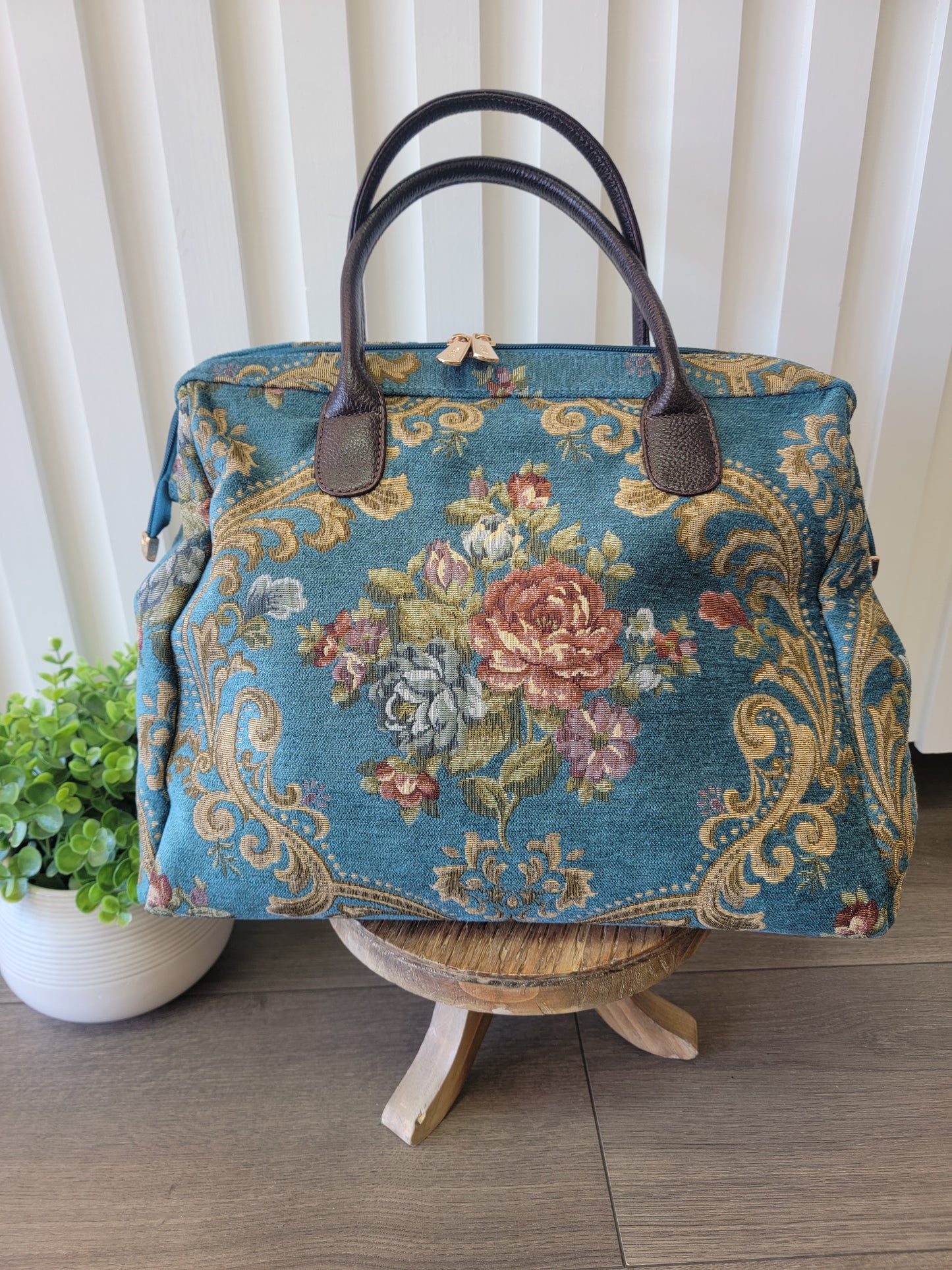 Jade Floral Tapestry Bag