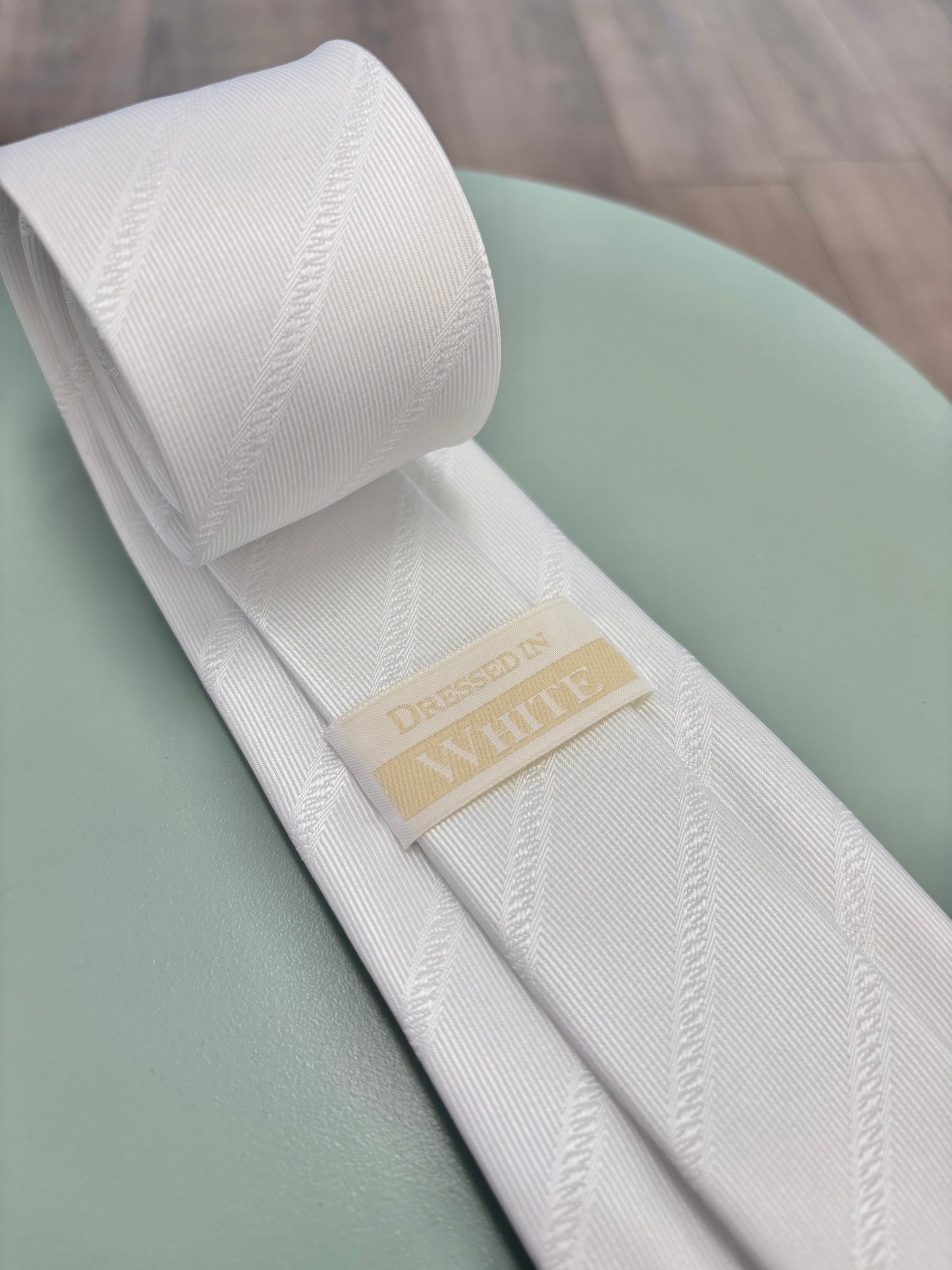 White Temple Tie - Striped