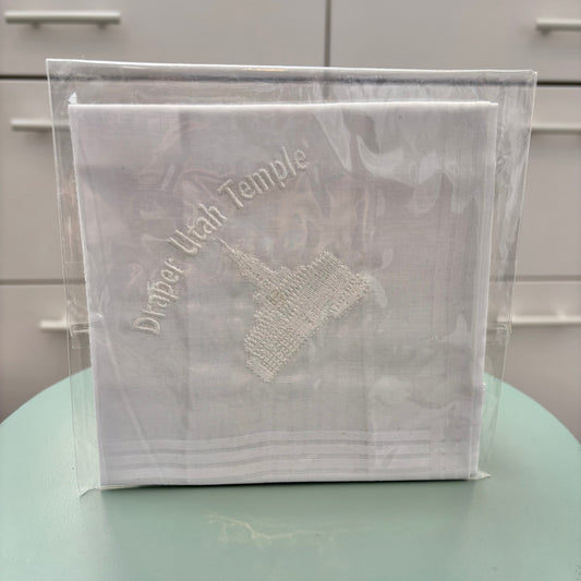 White hankie with embroidery.