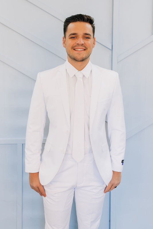 Men's White Monte Carlo Suit-Slim Fit