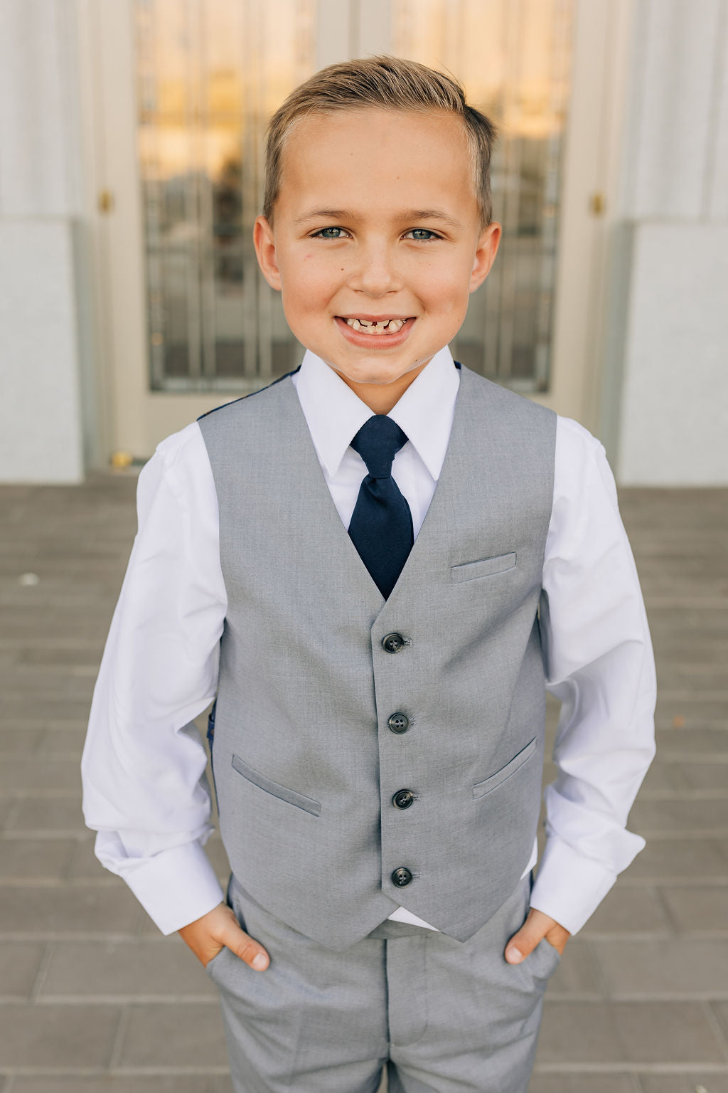 Boys 5-Piece Suit-Light Gray