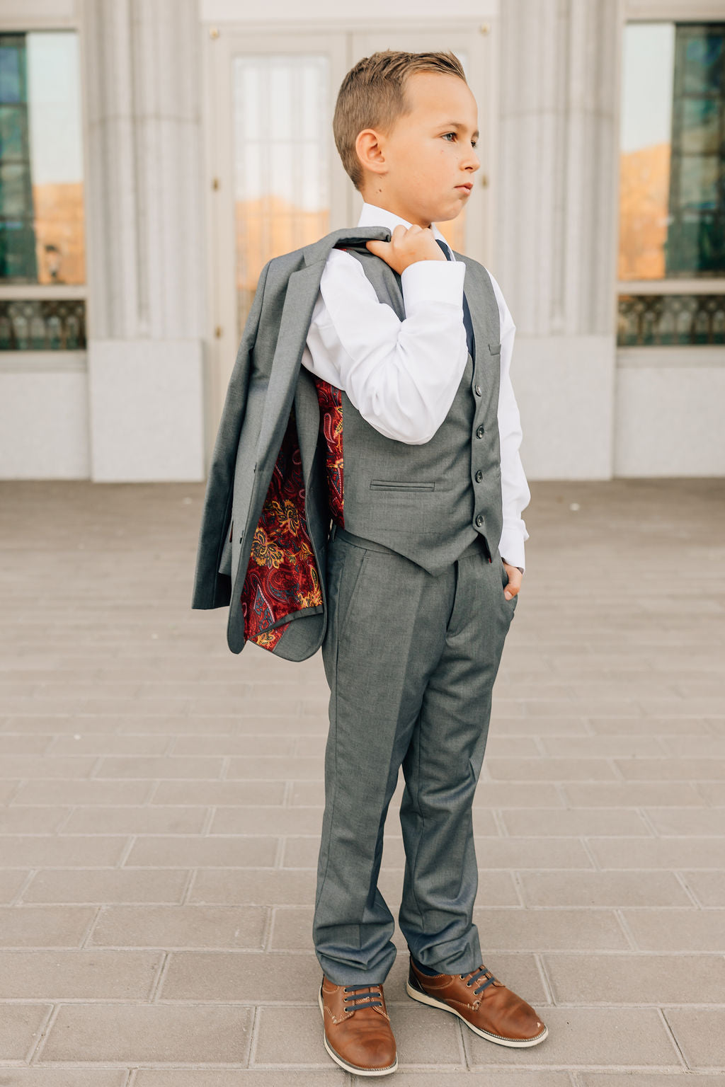 Boys 5-Piece Suit-Charcoal