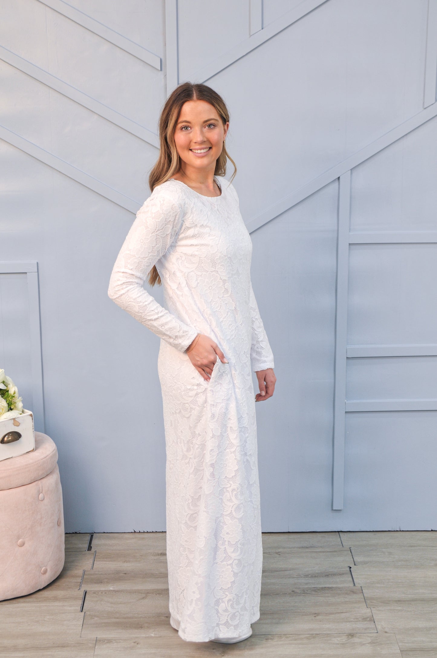 Lace Sparkle Womens LDS Temple Dress – Dressed in White