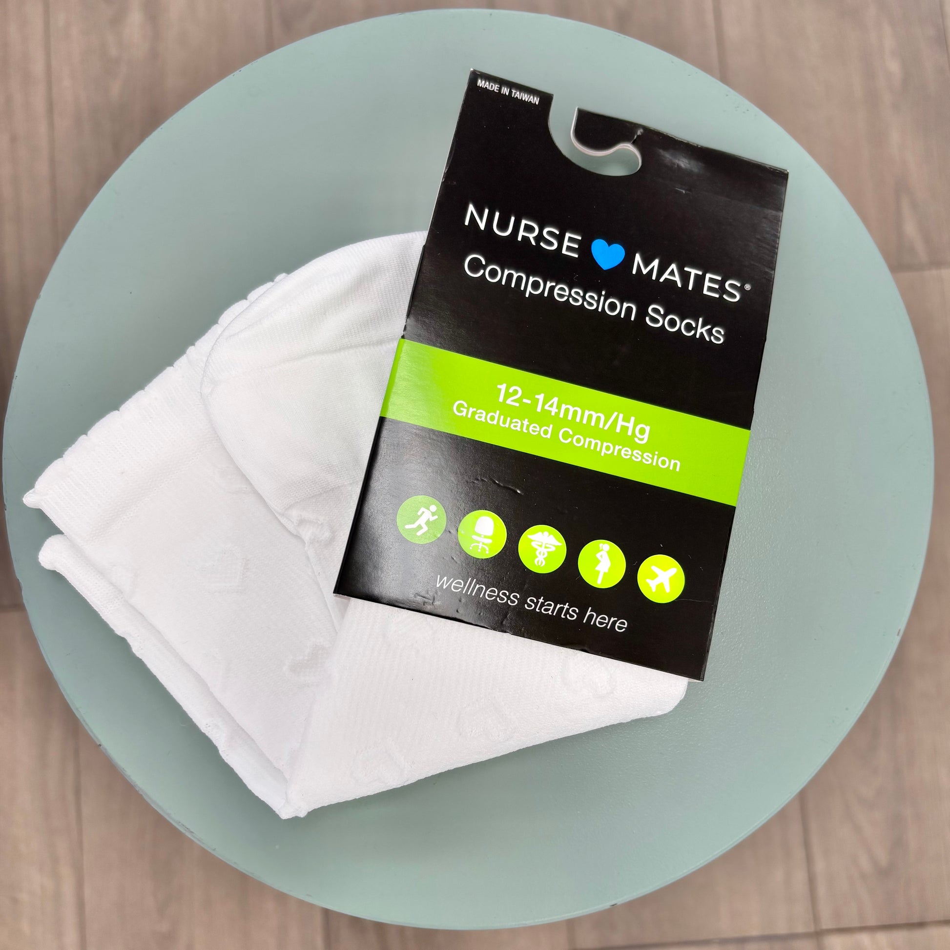 white compression socks-heart