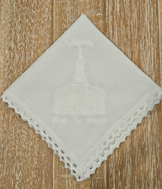 lace hankie with temple lindon temple