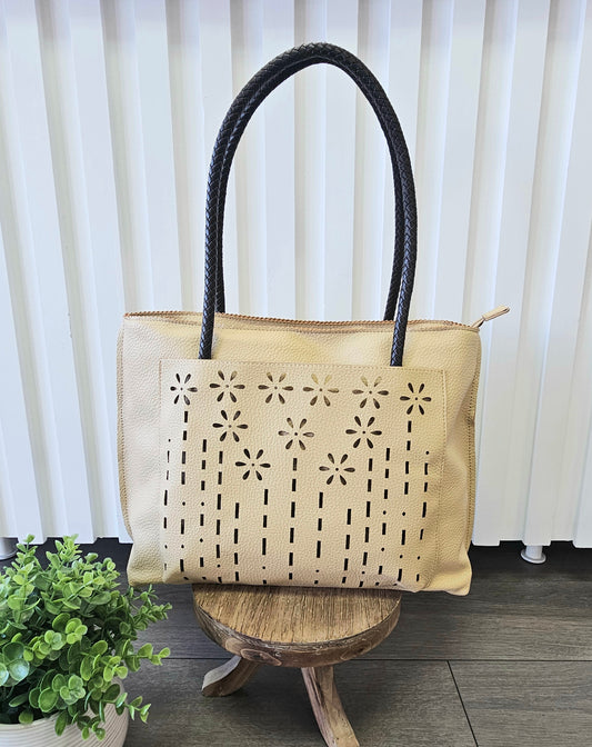 Flower Tote-Tan