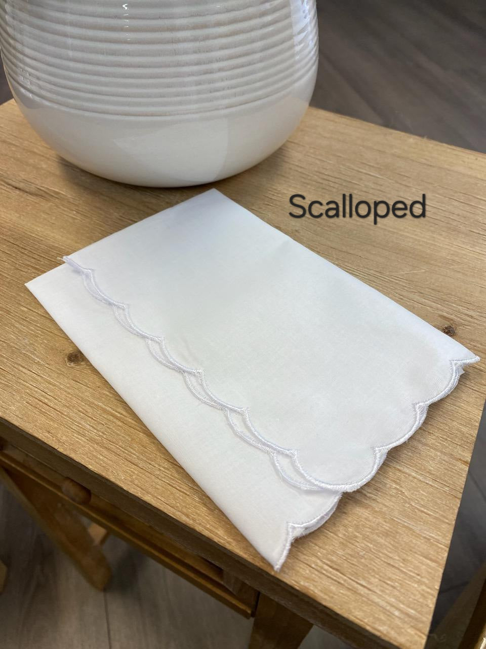 white hankie with scalloped hankie