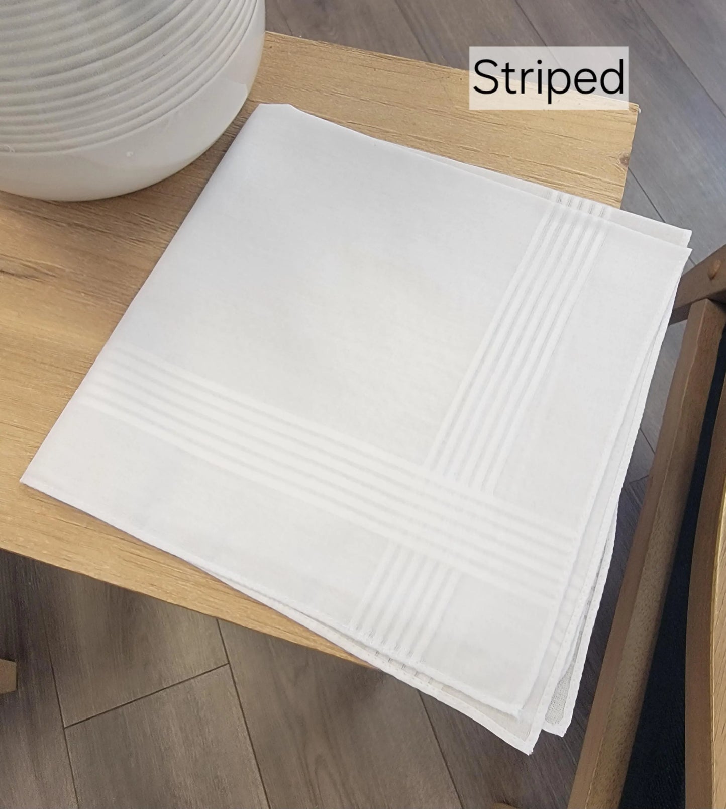 men's hankie with striped edge