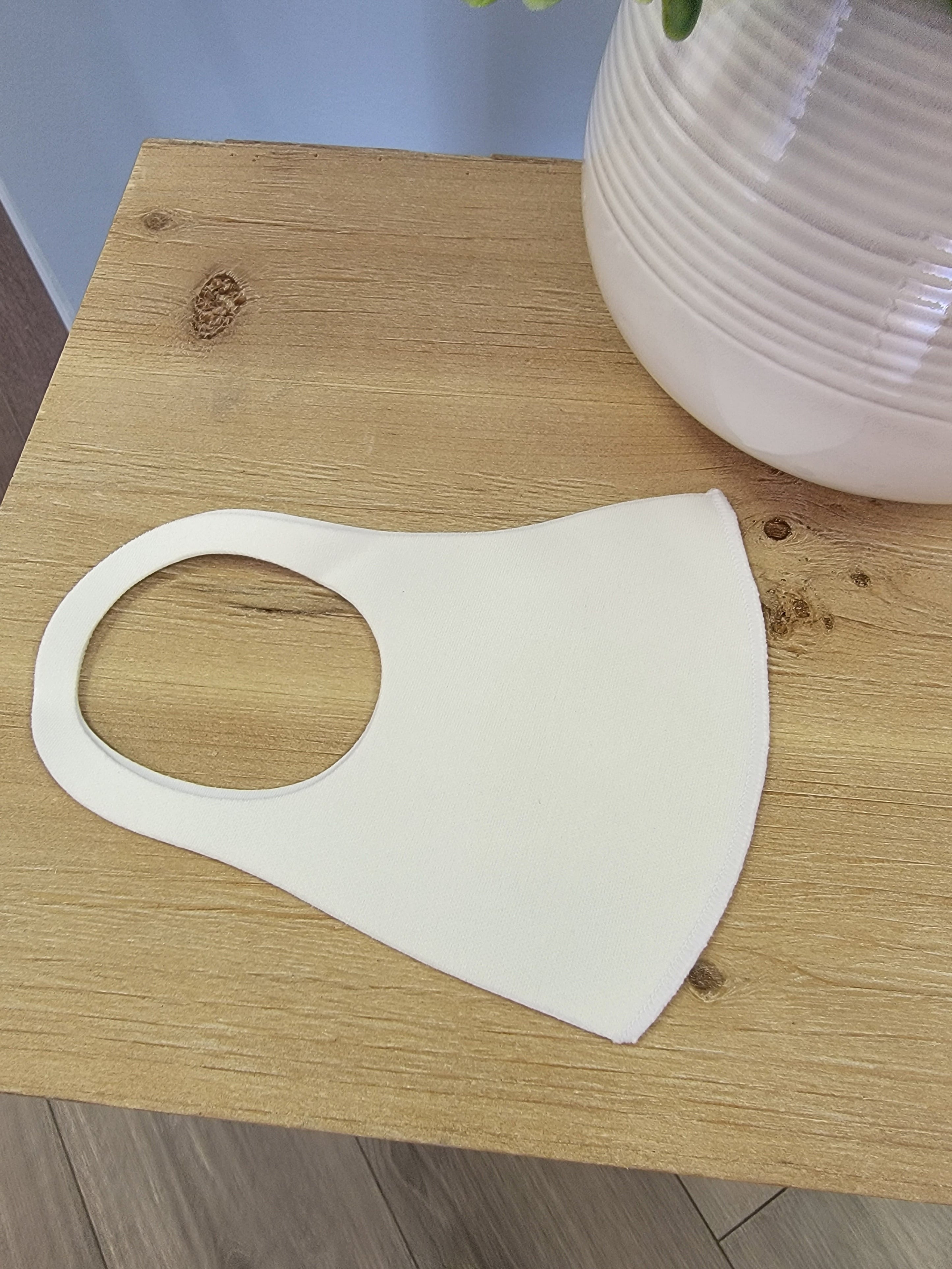 White plain face mask Dressed in White