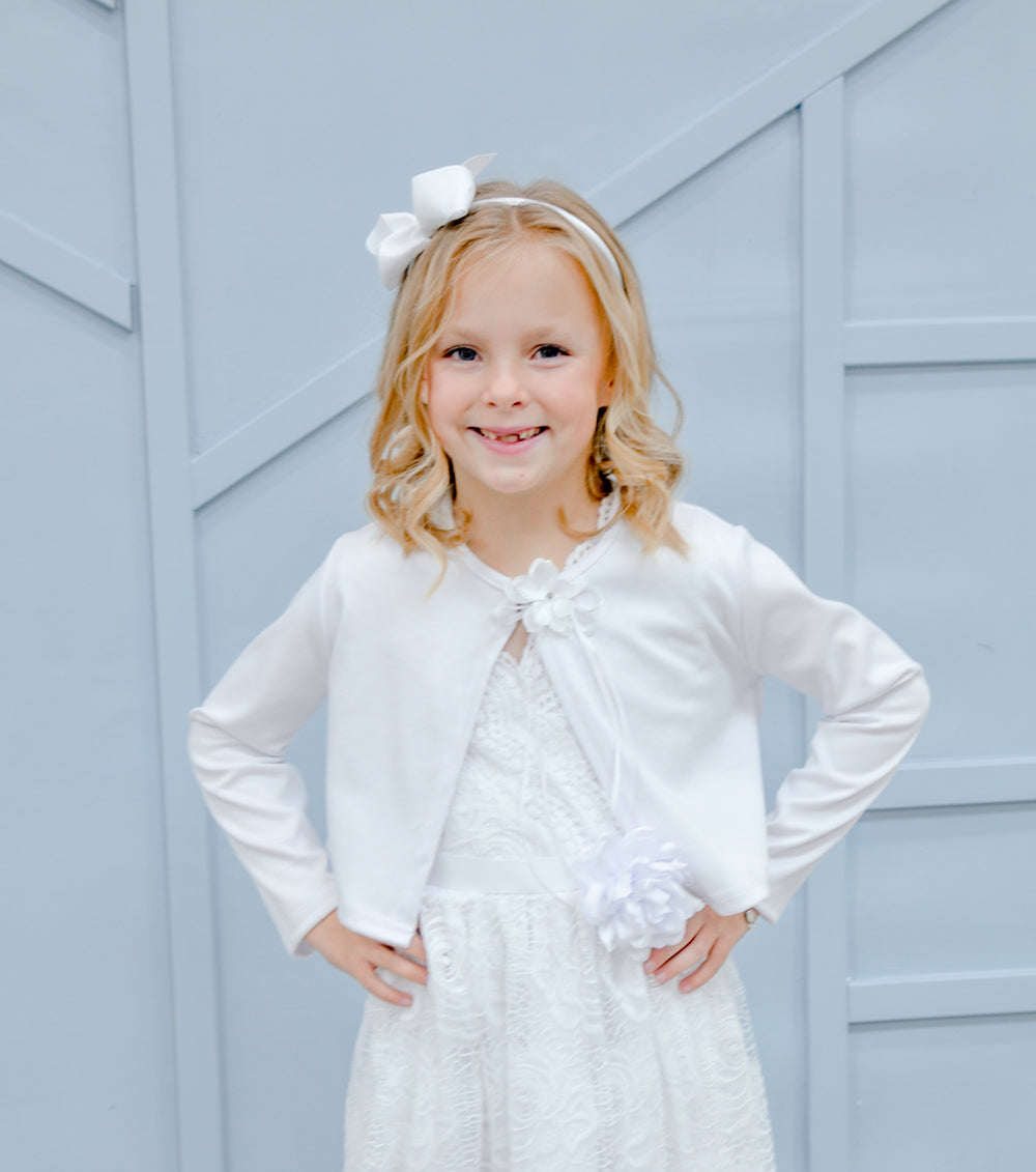 Girl's White Cardigan | Baptism Accessories