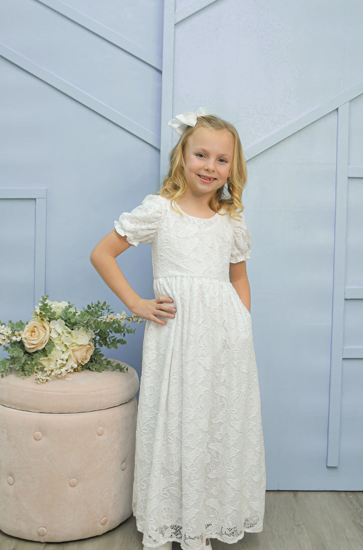 Girls White Dresses for LDS Baptism, First Communion, Christening ...