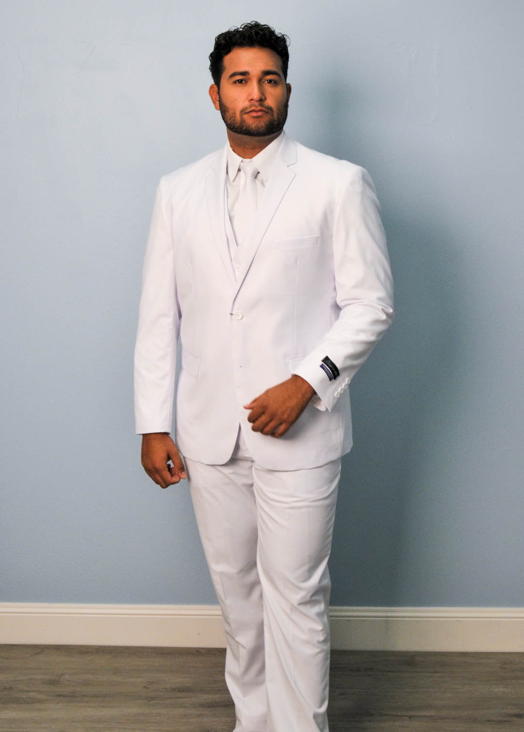 5-Piece Boy's 2-Button Dress Suit Tuxedo - White - One Small Child